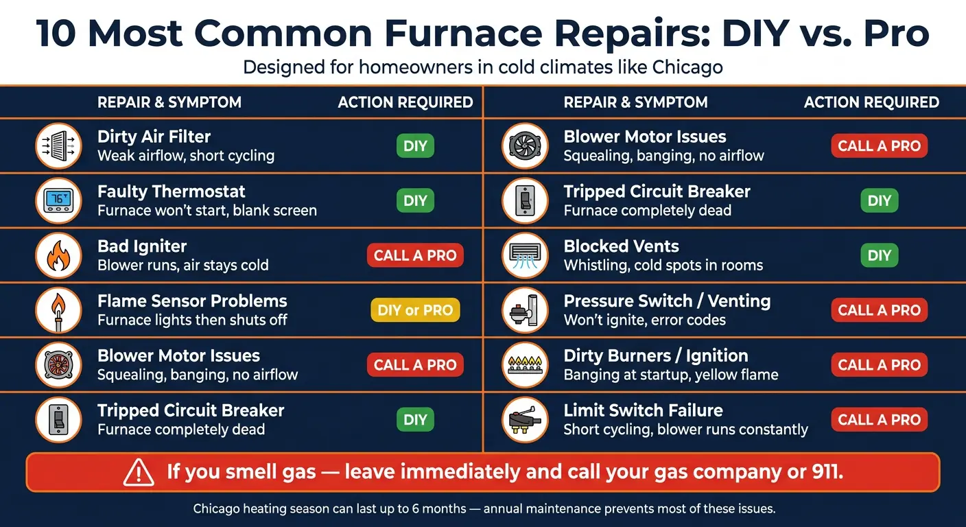 10 Most Common Furnace Repairs: DIY vs. Pro Guide