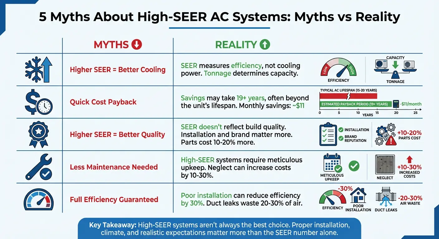 5 Common Myths vs Reality About High-SEER AC Systems