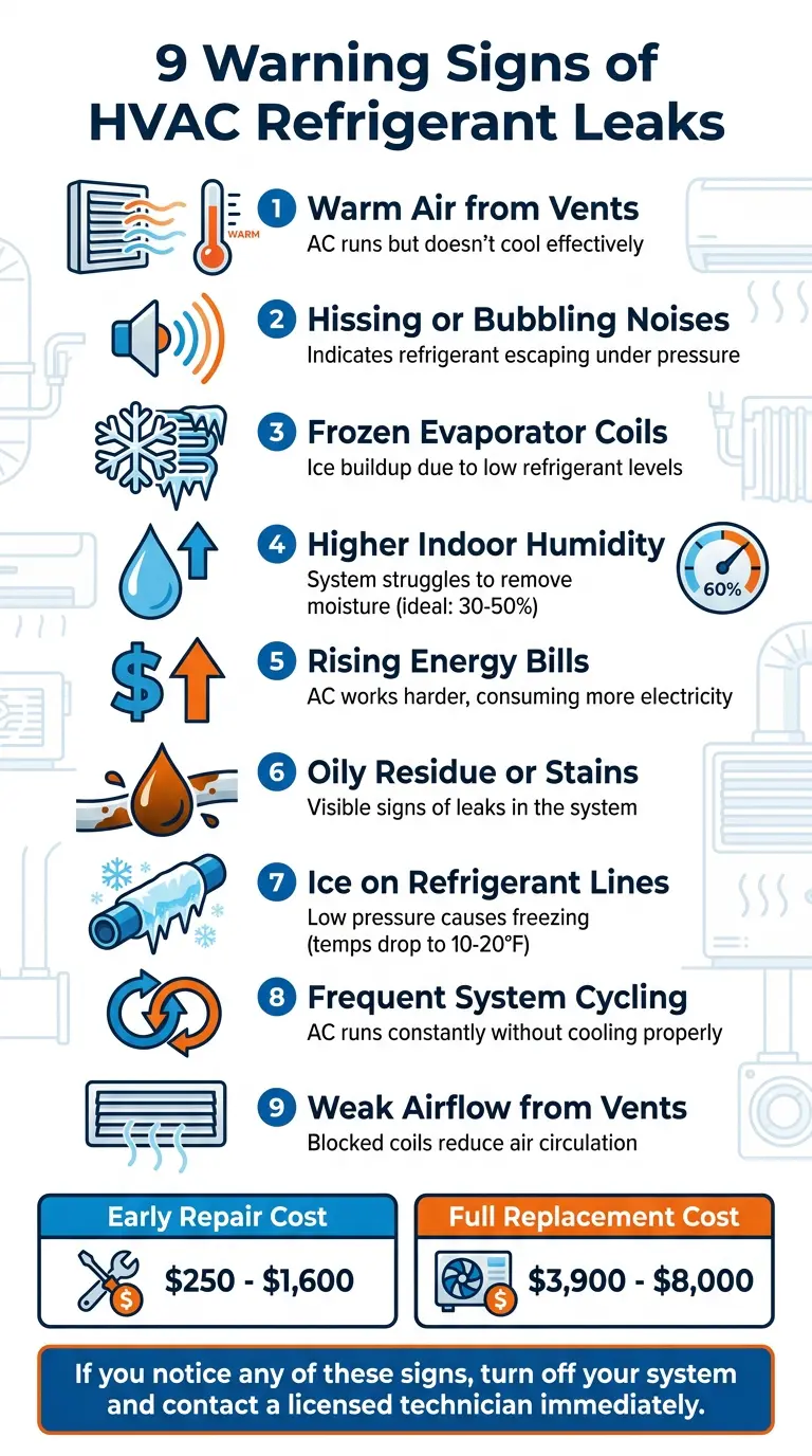 9 Warning Signs of HVAC Refrigerant Leaks