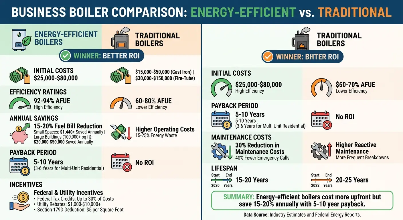 Energy-Efficient vs Traditional Boilers: Cost and ROI Comparison