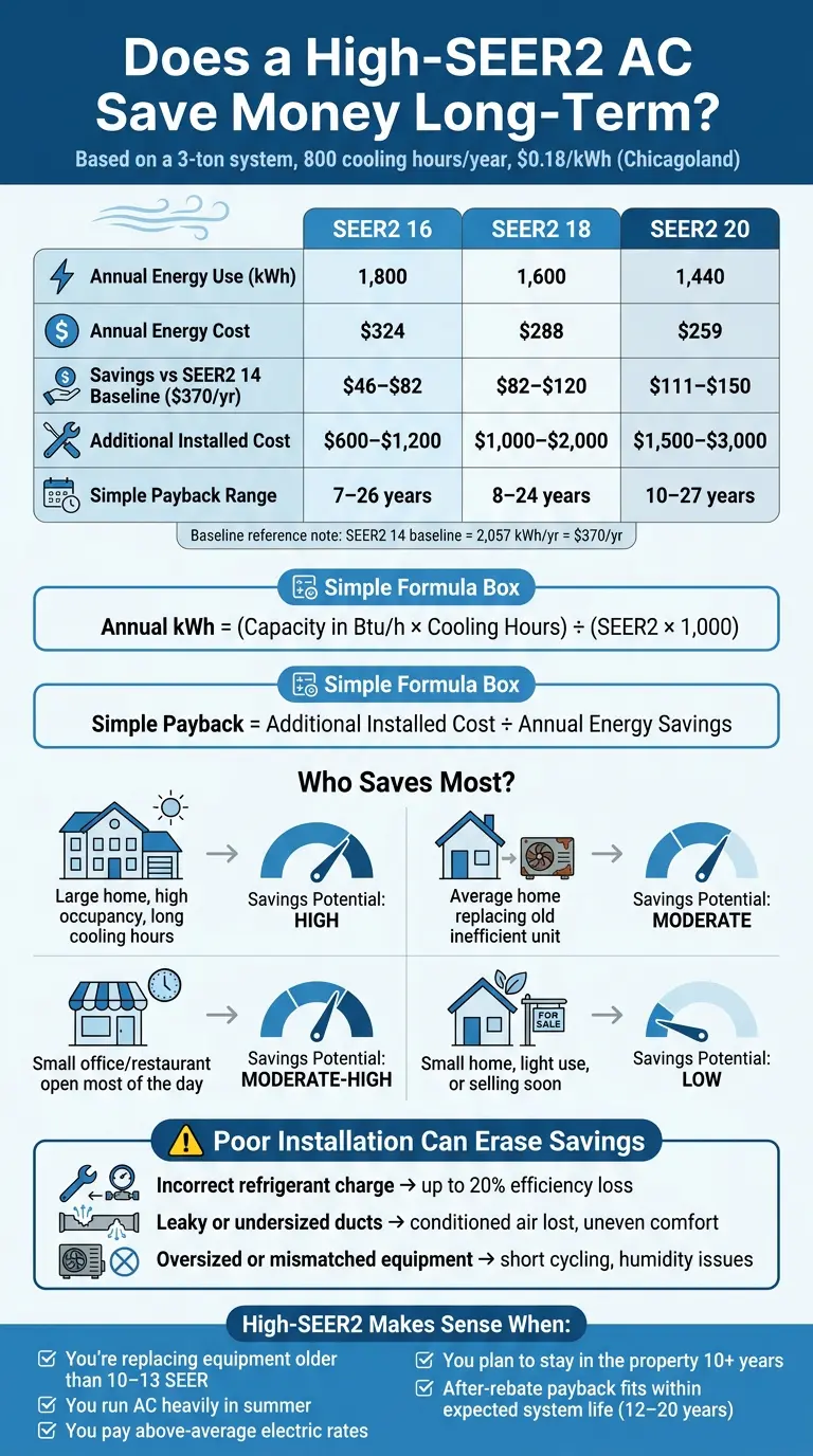 High-SEER2 vs Moderate-SEER2 AC: Cost, Savings & Payback Comparison