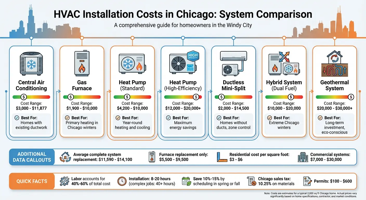HVAC System Installation Costs in Chicago Comparison Chart