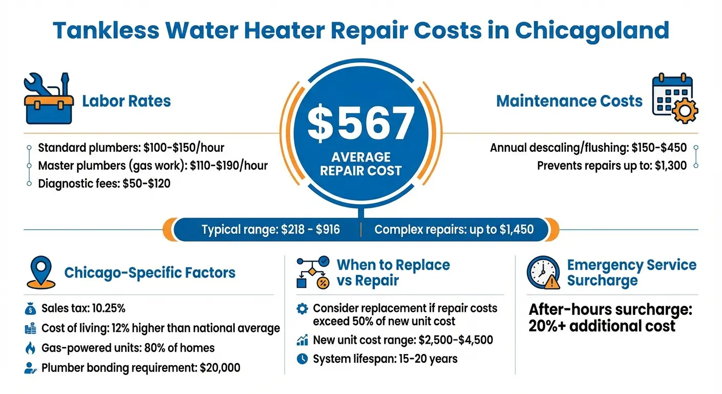 Tankless Water Heater Repair Costs in Chicagoland: Average Prices and Key Statistics