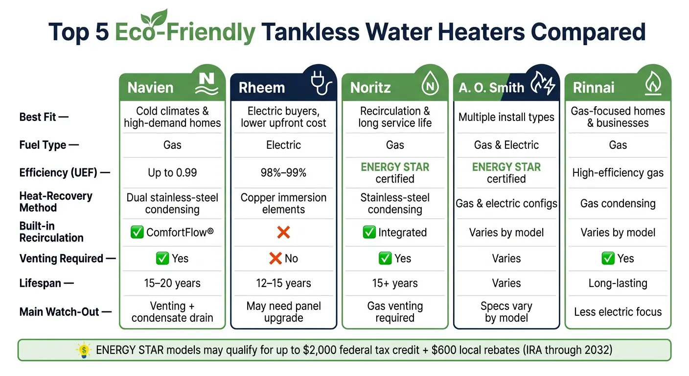 Top 5 Eco-Friendly Tankless Water Heaters Compared (2024)