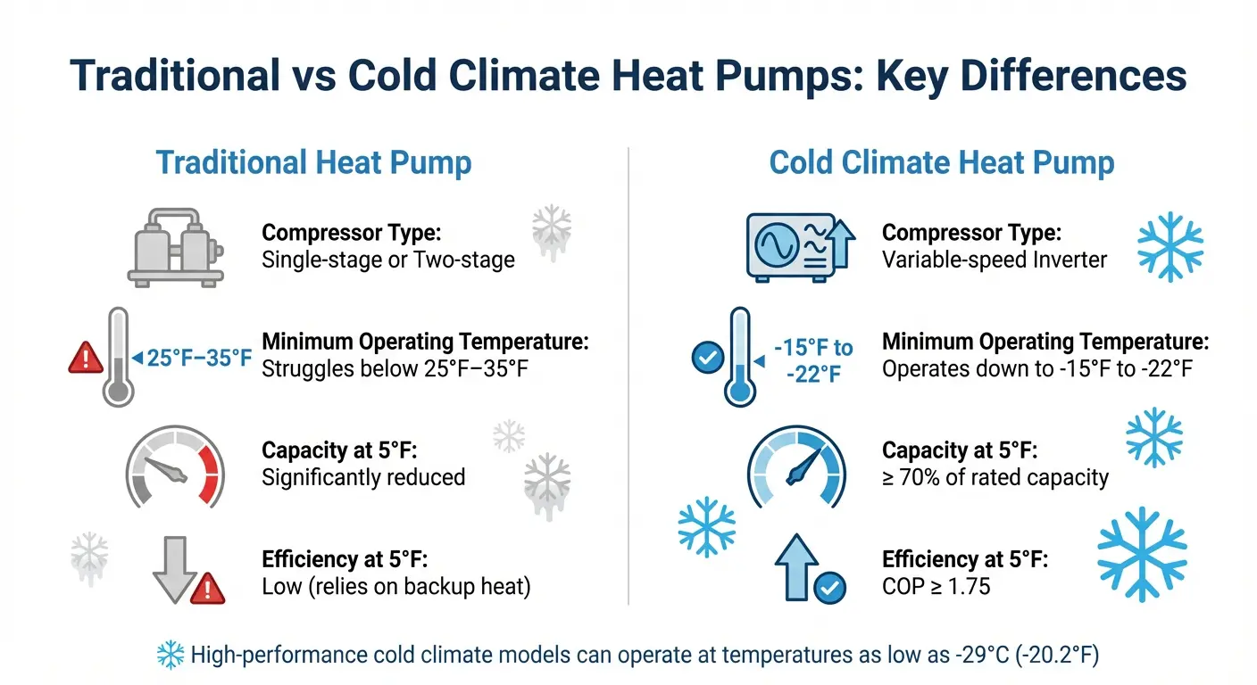Traditional vs Cold Climate Heat Pump Performance Comparison
