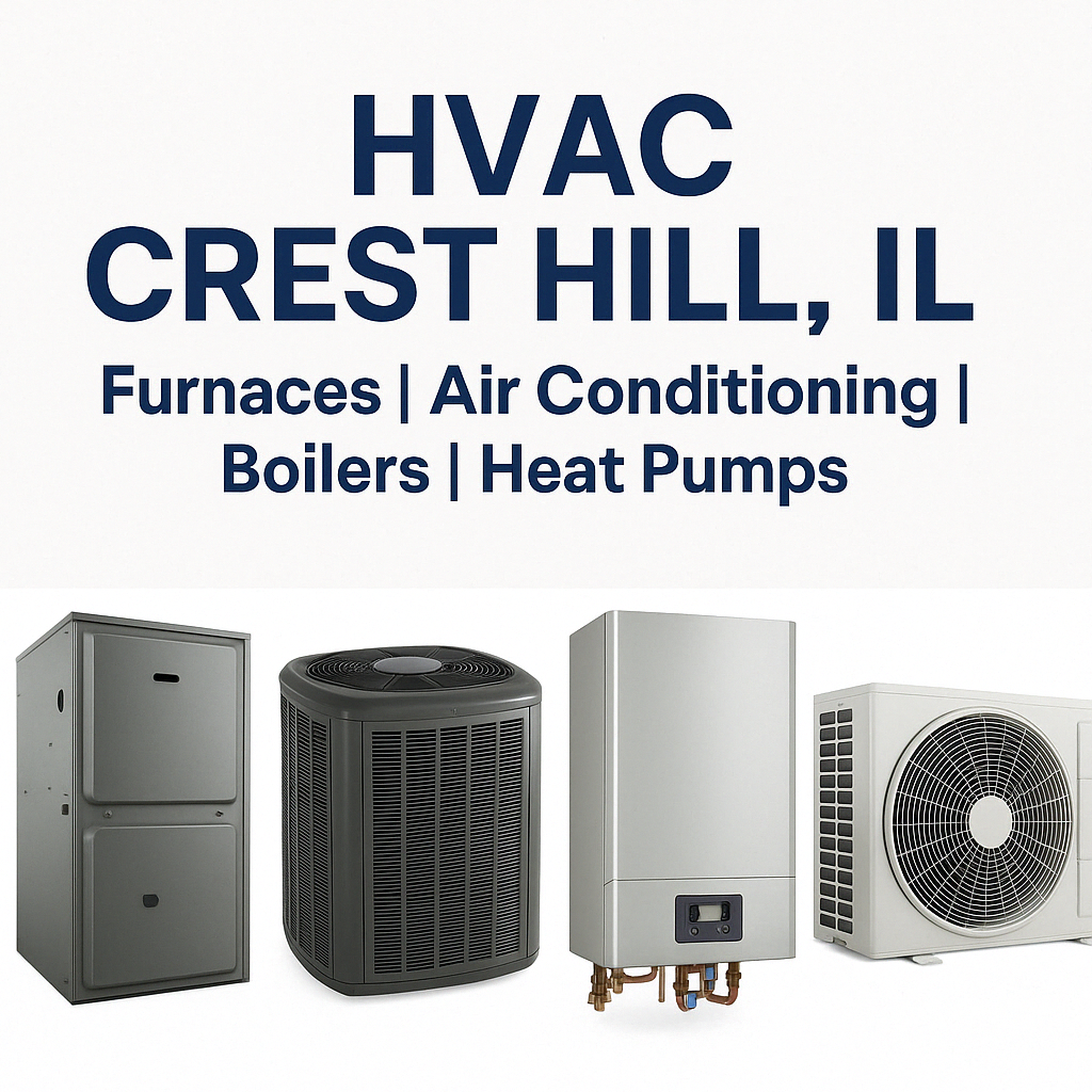 HVAC Crest Hill IL services including boilers, heat pumps, furnaces, and air conditioning units