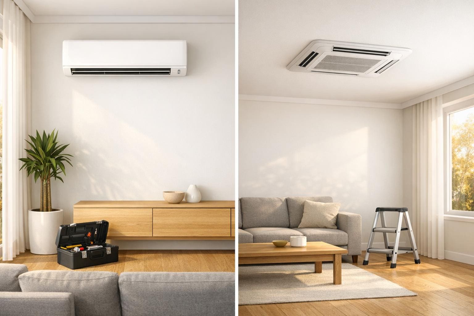 Wall-Mounted vs. Ceiling-Mounted Mini Splits: Installation Guide | Eco ...